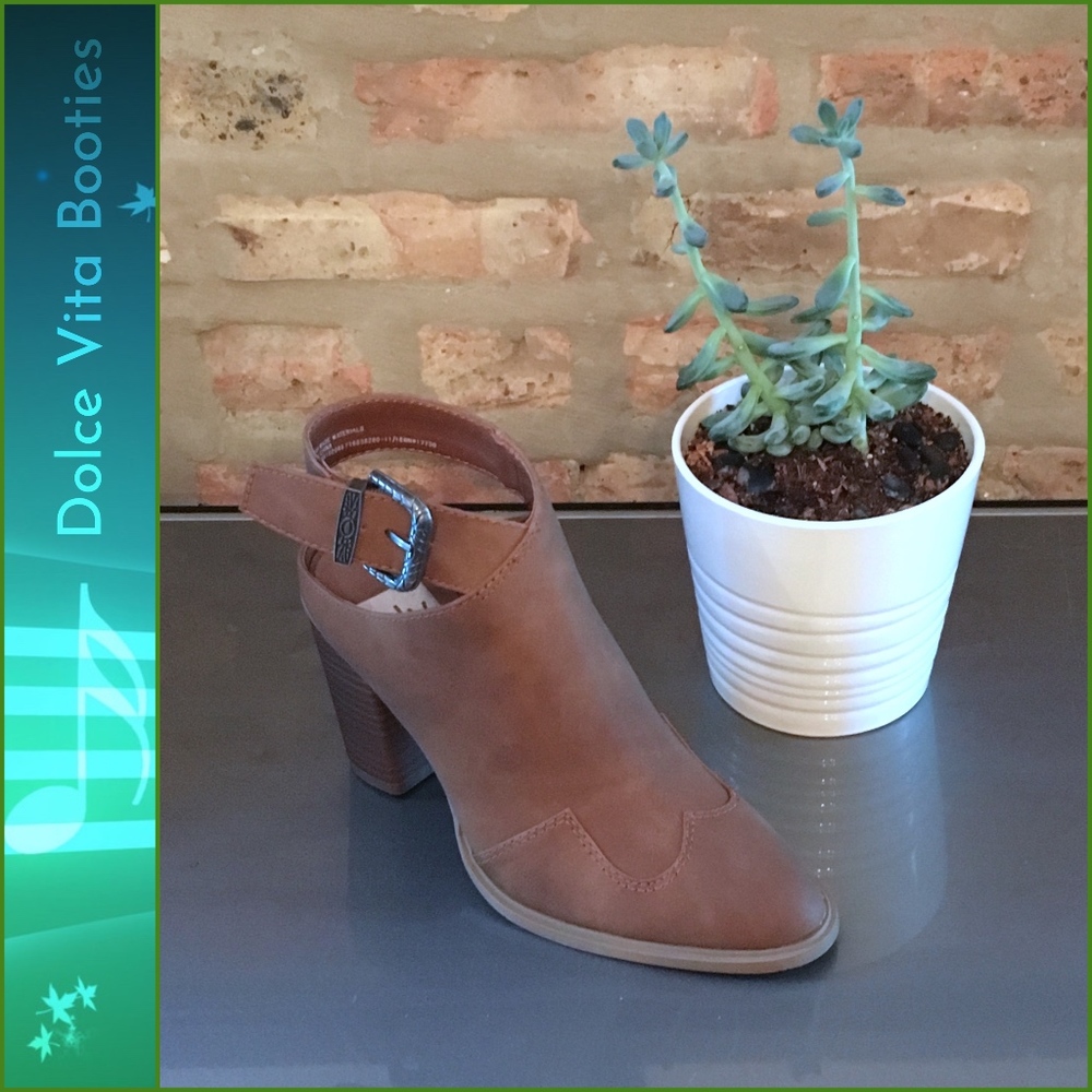 New Dolce Vita Cognac Western Mule Booties